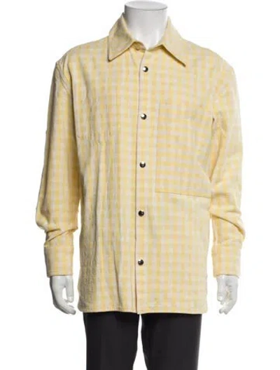 Pre-owned Acne Studios Plaid Print Overcoat In Yellow
