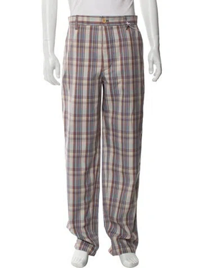 Pre-owned Acne Studios Plaid Print Pants In Blue