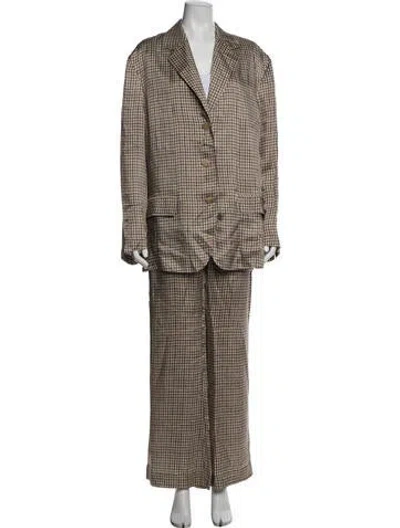 Pre-owned Acne Studios Plaid Print Pantsuit In Brown