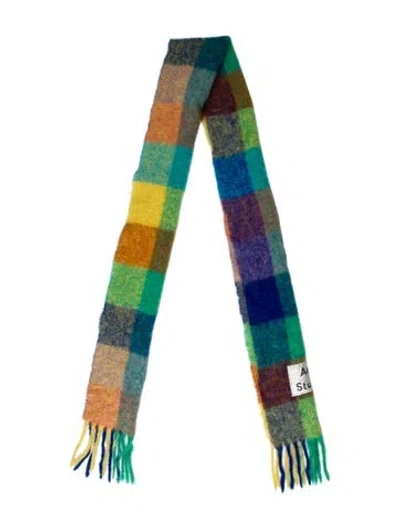 Pre-owned Acne Studios Plaid Print Scarf In Blue