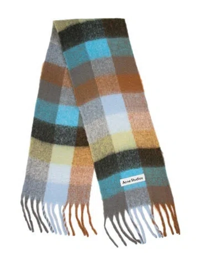 Pre-owned Acne Studios Plaid Print Scarf In Blue