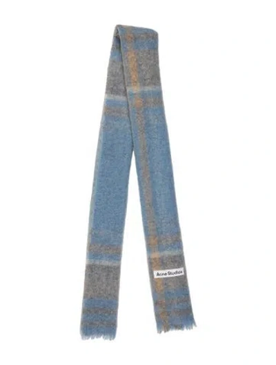 Pre-owned Acne Studios Plaid Print Scarf In Blue