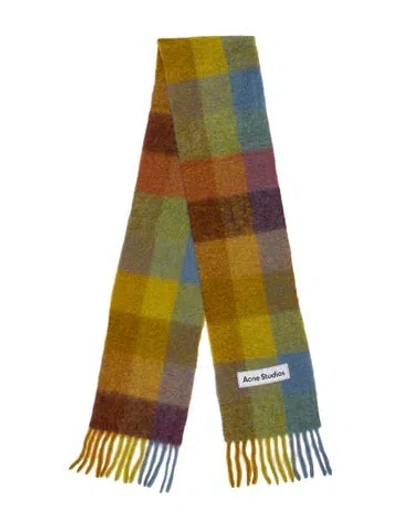 Pre-owned Acne Studios Plaid Print Scarf In Green