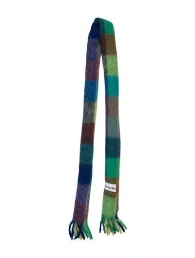 Pre-owned Acne Studios Plaid Print Scarf In Green