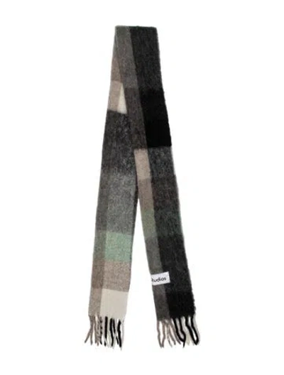 Pre-owned Acne Studios Plaid Print Scarf In Grey