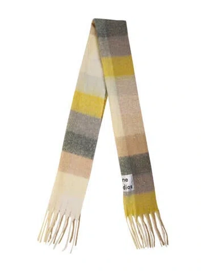 Pre-owned Acne Studios Plaid Print Scarf In Neutral