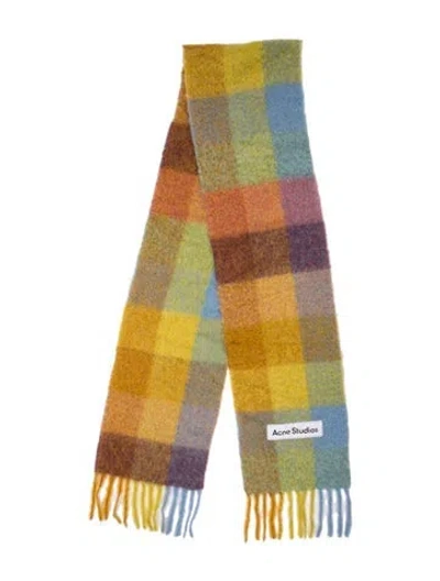 Pre-owned Acne Studios Plaid Print Scarf In Yellow