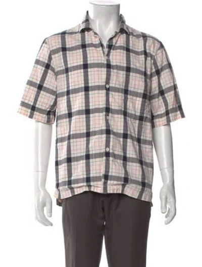 Pre-owned Acne Studios Plaid Print Short Sleeve Shirt In Neutral