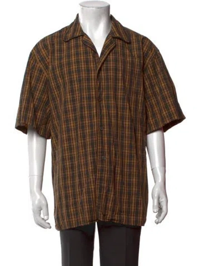 Pre-owned Acne Studios Plaid Print Short Sleeve Shirt In Neutrals