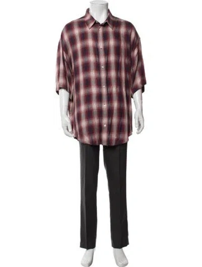 Pre-owned Acne Studios Plaid Print Short Sleeve Shirt In Red