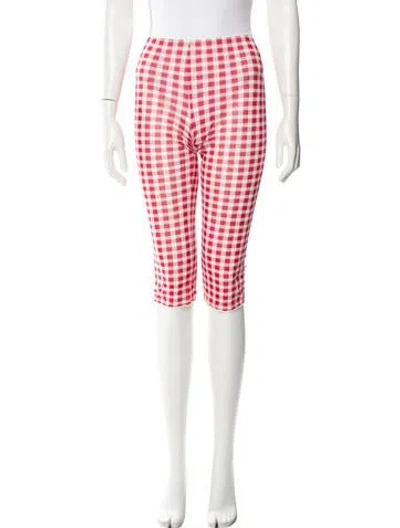Pre-owned Acne Studios Plaid Print Skinny Leg Pants In Red