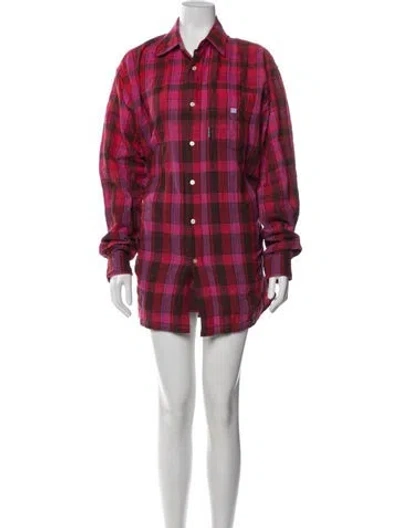 Pre-owned Acne Studios Plaid Print Skirt Set In Red