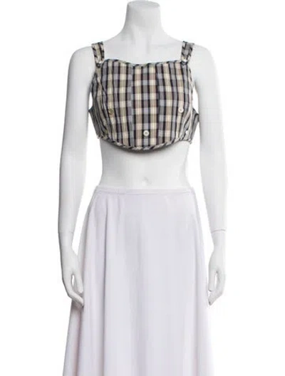 Pre-owned Acne Studios Plaid Print Square Neckline Crop Top W/ Tags In Multi