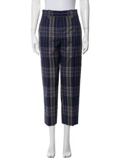 Pre-owned Acne Studios Plaid Print Straight Leg Pants In Blue/grey