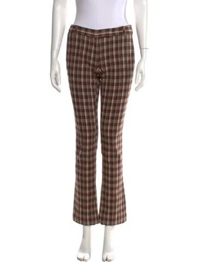 Pre-owned Acne Studios Plaid Print Straight Leg Pants In Brown