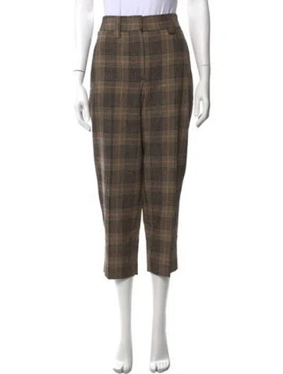 Pre-owned Acne Studios Plaid Print Straight Leg Pants In Brown