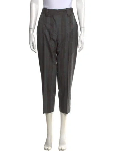 Pre-owned Acne Studios Plaid Print Straight Leg Pants In Gray