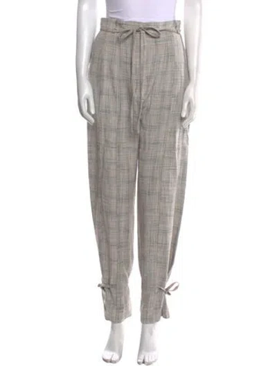 Pre-owned Acne Studios Plaid Print Straight Leg Pants In Neutral