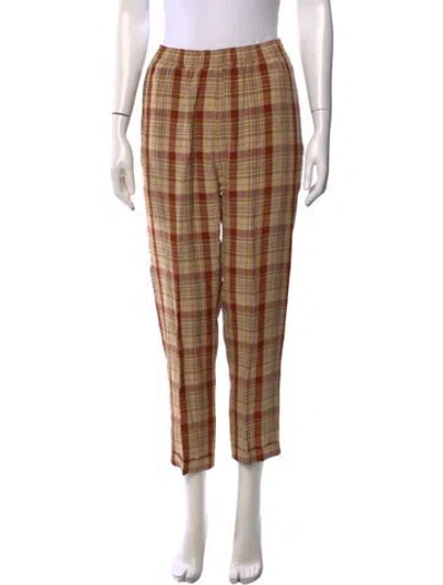 Pre-owned Acne Studios Plaid Print Straight Leg Pants In Red