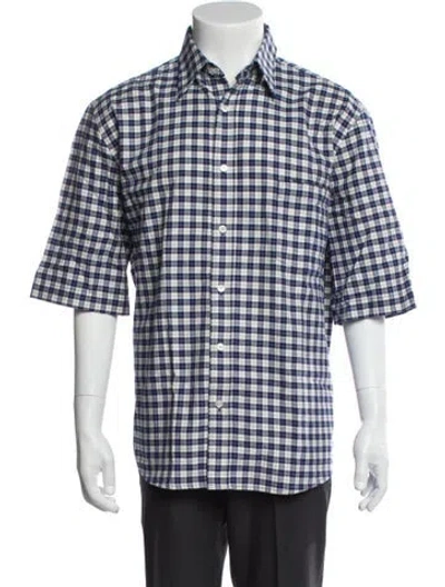 Pre-owned Acne Studios Plaid Print Three-quarter Sleeve Shirt In Blue