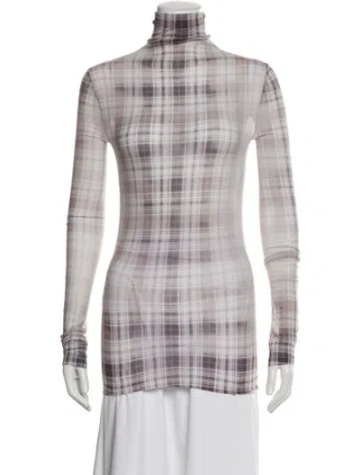 Pre-owned Acne Studios Plaid Print Turtleneck Top In Multi
