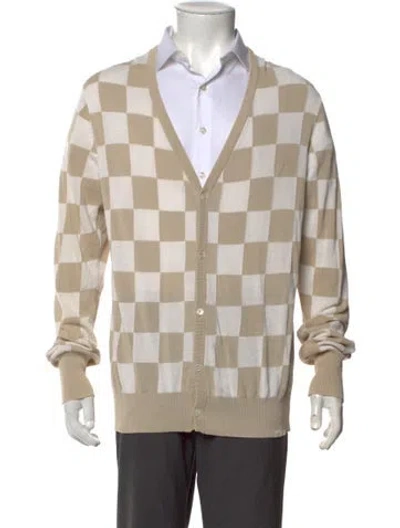 Pre-owned Acne Studios Plaid Print V-neck Cardigan In Neutrals