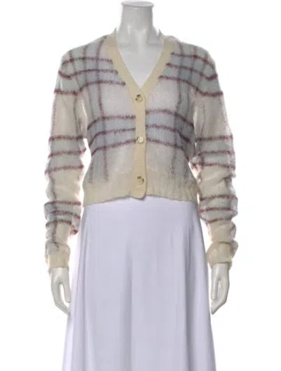 Pre-owned Acne Studios Plaid Print V-neck Sweater In Multicolor