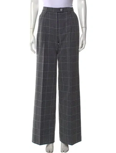 Pre-owned Acne Studios Plaid Print Wide Leg Pants In Blue