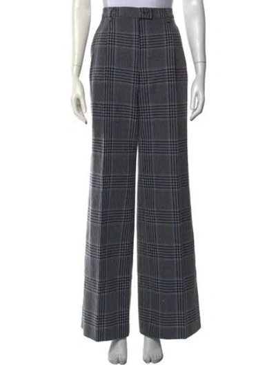 Pre-owned Acne Studios Plaid Print Wide Leg Pants In Blue