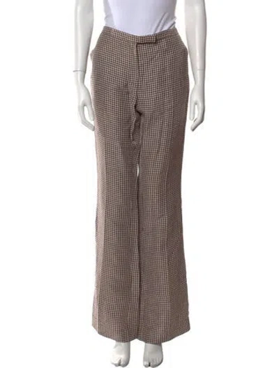 Pre-owned Acne Studios Plaid Print Wide Leg Pants In Brown