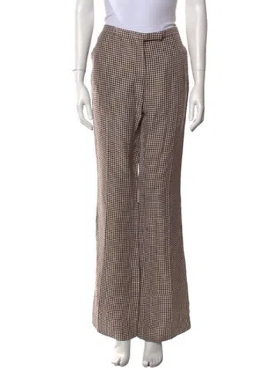 Pre-owned Acne Studios Plaid Print Wide Leg Pants In Brown