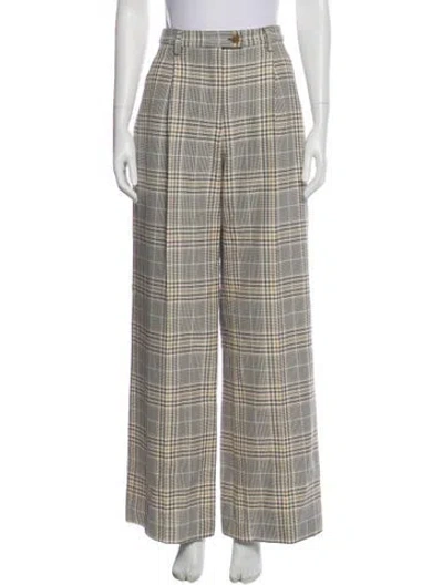 Pre-owned Acne Studios Plaid Print Wide Leg Pants In Gray