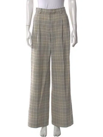 Pre-owned Acne Studios Plaid Print Wide Leg Pants In Gray