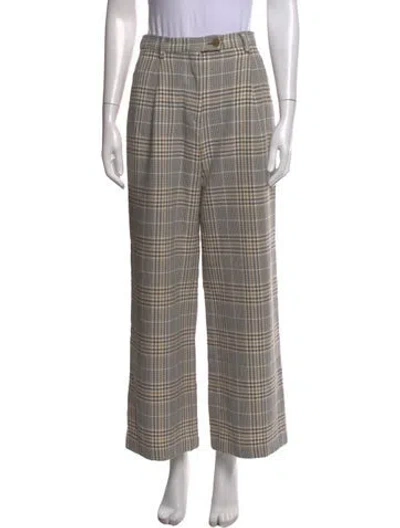 Pre-owned Acne Studios Plaid Print Wide Leg Pants In Grey
