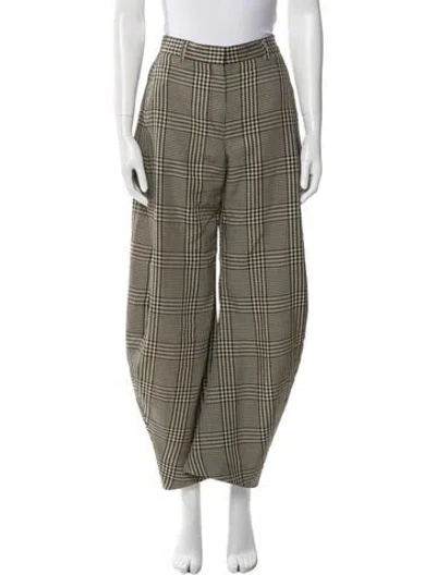 Pre-owned Acne Studios Plaid Print Wide Leg Pants In Neutral