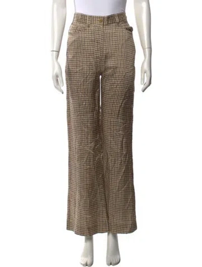 Pre-owned Acne Studios Plaid Print Wide Leg Pants In Neutral