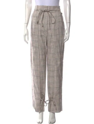 Pre-owned Acne Studios Plaid Print Wide Leg Pants W/ Tags In Neutrals