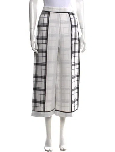 Pre-owned Acne Studios Plaid Print Wide Leg Pants In White