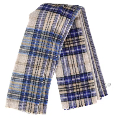Acne Studios Plaid Printed Scarf In Multicolor Wool In Blue