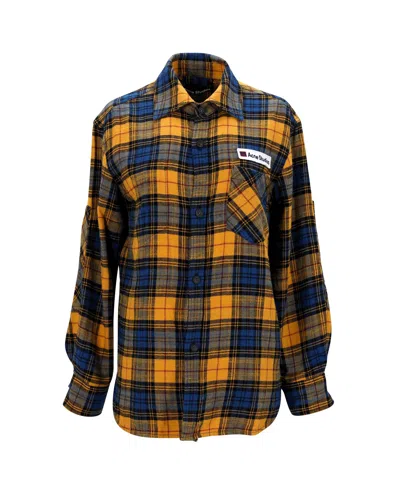 Pre-owned Acne Studios Plaid Shirt In Multicolor Cotton Flannel In Yellow