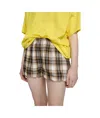 Acne Studios Womens Check-print Relaxed-fit Woven Shorts Beige Black
