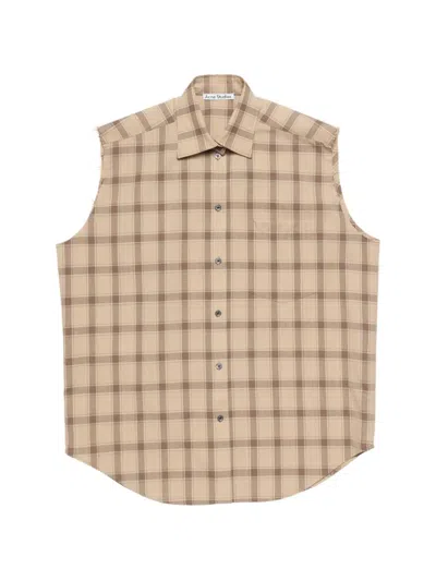 Acne Studios Plaid Sleeveless Shirt In Neutral