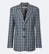 Acne Studios Plaid Wool Mouliné Blazer In Blue