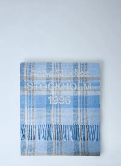 Acne Studios Plaid Wool Scarf In Sand