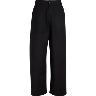 Acne Studios Plass Cotton Sateen Wide Leg Pants In Black