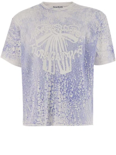 Acne Studios Plaster Print T-shirt In Blu Sbiadito