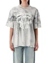 Acne Studios Black & White Plaster Print T-shirt In Faded Black