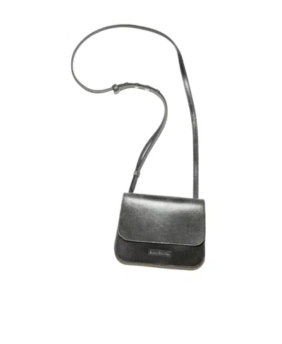 Acne Studios Platt Cracked-effect Leather Crossbody Bag In Gray