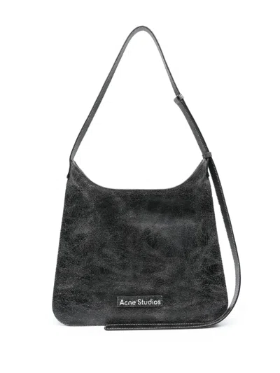 Acne Studios Platt Crackle-effect Shoulder Bag In Black
