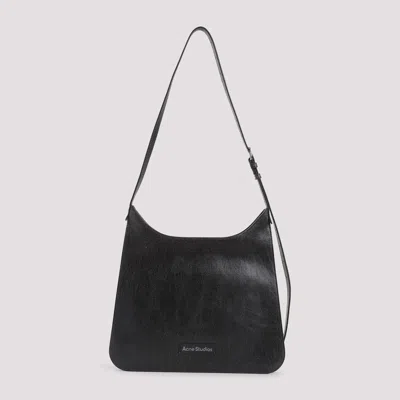 Acne Studios Platt Shoulder Bag In Cracked Leather In Black